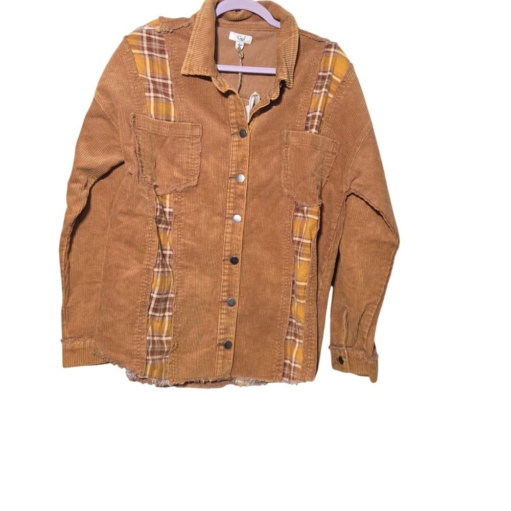 Easel Large Vintage-Inspired Distressed Cottagecore Artsy Boho Patchwork Shacket - Picture 6 of 11